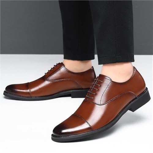 Men's Anti-Slip Business Dress Shoes Breathable Lace Up Formal Oxfords Versatile Stylish Youth Leather Shoes3