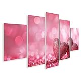 islandburner Prime Bild auf Leinwand Zwei funkelnde Herzen vor einem verschwommenen rosa Valentinstag-Motiv Schlafzimmer Geschenkeladen Bilder Wandbilder Poster
