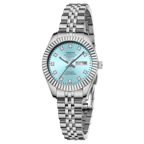 Montre luxueuse pour femmes avec diamants incrustés et acier inoxydable