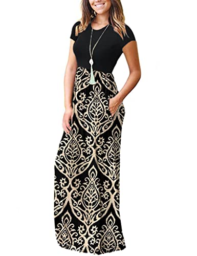 Image of AUSELILY Women's Classic Short Sleeve Loose Plain Casual Long Maxi Dresses for Women 2026