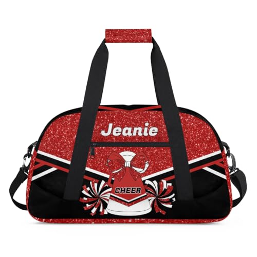 Personalized Cheerleader Bag Cheer Duffel Bag Customized Cheerleaders Bag with Your Name Travel Overnight Bag Gym Bag, Red