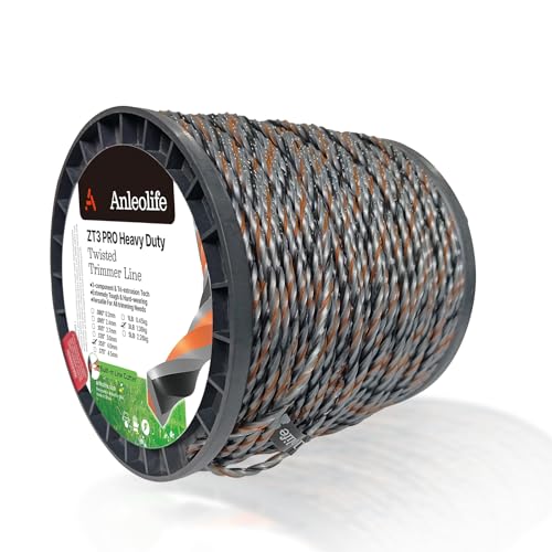 A ANLEOLIFE 3-Pound ZT3 Pro Heavy Duty Diamond .155-Inch-by-443-ft Twisted Trimmer Line Spool 3-Component Tri-Extrusion 4.0-mm-by-135-meter Weed Eater String