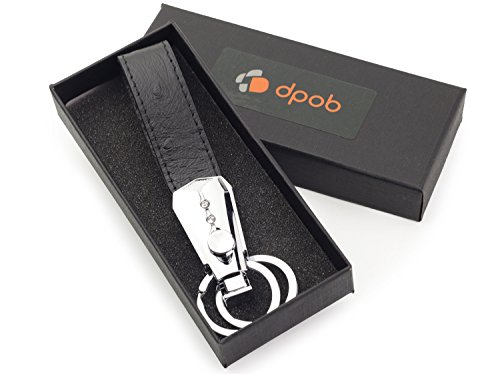Dpob Luxury Ostrich Grain Leather Valet Keychain, Elegant Designer Key Chain With 1 Detachable Key Rings (Black) #TOP5