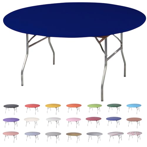 Kwik-Covers 10 Pack of Round Plastic Table Covers - 60" or 72" Round - Indoor or Outdoor Fitted Covers (Tables NOT Included) (Navy, 60" Round) by Designs by DaVal - Used condition - US$57.93