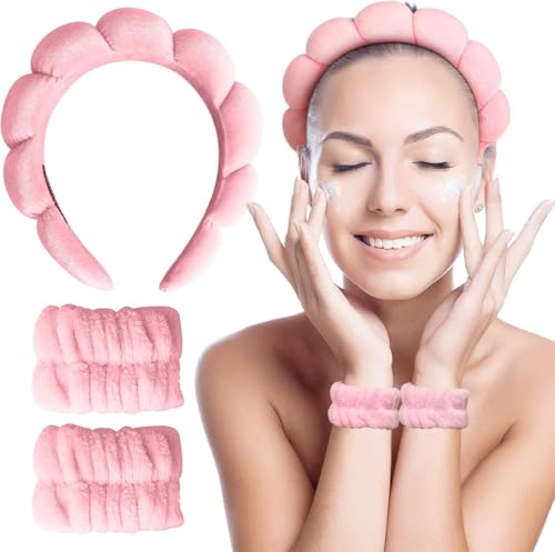 Image of INSIME Facial Spa Headband for Women | Stylish Makeup and Face Wash Hair Band With Wrist Towel | Beauty Skincare Hairband, 1 count (Pack of 1)