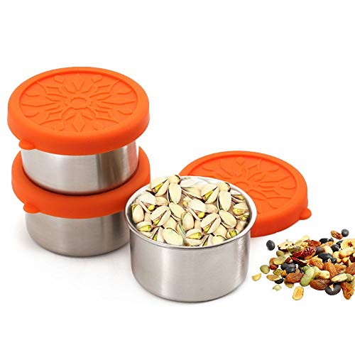 Stainless Steel Condiment Containers with Lids, 3 Pack Leak Proof Salad
