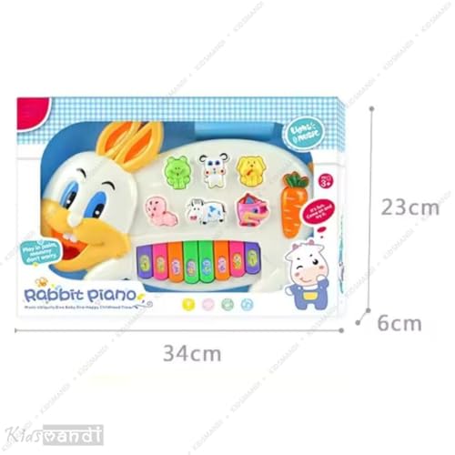 Image of Kids Mandi Rabbit Musical Piano Toy for Babies | 3 Modes Animal Sounds, Flashing Lights & Music | Early Learning Baby Toy for 6+ Months (White)