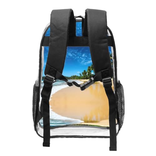 Mochila transparente unisex con estampado de olas para mujeres y hombres 2
