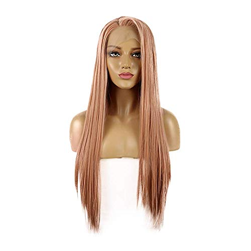 Perruque rose pâle synthétique et lace front longue de 26 pouces pour femme