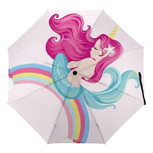 Paraguas Plegable Compacto Sirena Paraguas De Viaje De Viento Automático Para Hombre Y Mujer