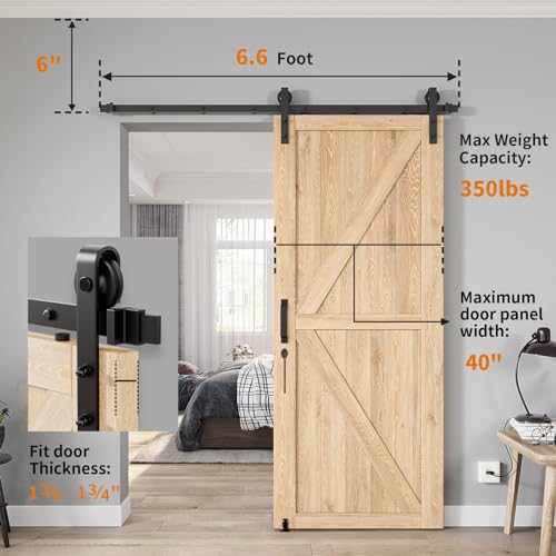 Homlxclx 6.6FT 6.6 Ft Heavy Duty Sliding Barn Door Hardware Kit-Smoothly And Quietly-Easy To Install thumb #3