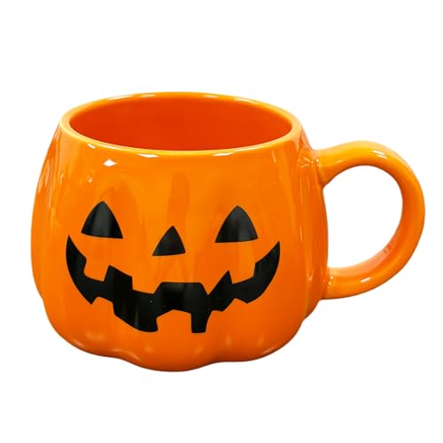 HS&ROXIN Halloween Mug Novelty Pumpkin Mug 3D Cute Ceramic Cup Halloween Coffee Cup Spooky Fall Decor and Christmas Birthdays Perfect Gifts for Kids and Adults Men Women (Orange)