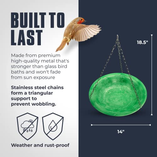 Monarch Abode 19238 Seafoam Green Handcrafted Paradise Hanging Bird Bath #TOP1