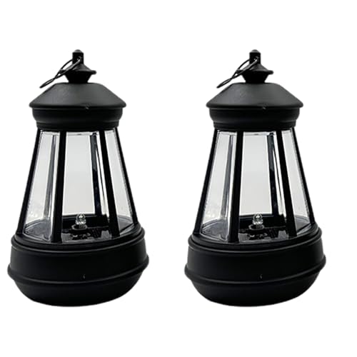iplusmile 2個 ソーラーランタン ガーデンライト 灯籠 屋外 ソーラーステップライト 記念碑 庭の装飾 黒色 防水 吊り下げ 置き型 照明 暖色 ガーデン