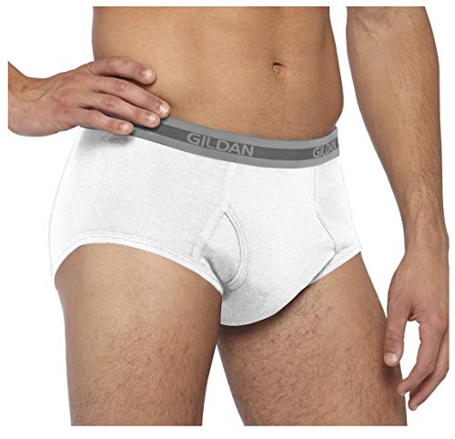 Gildan Men's 3-Pack Premium Cotton Comfort Plush Waistband White Briefs (XL)