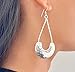 Sterling Silver Long Hammered Crescent Boho Statement Dangle Earrings, Handmade Shinny Half Moon Shape Plate Bohemian Drop Earrings