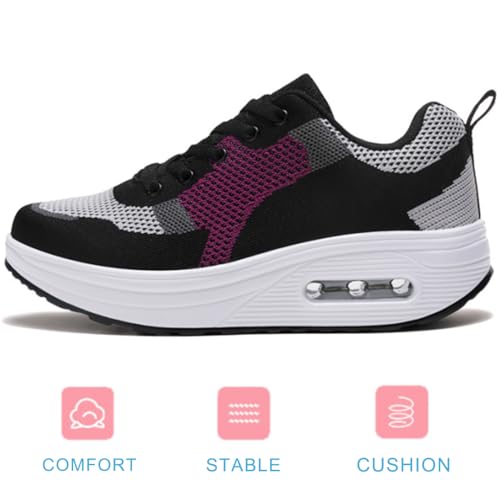 Image of RUIDENG Platform Sneakers for Women Air Cushion | Walking Shoes Women Comfortable All Day | Thick Rocker Bottom