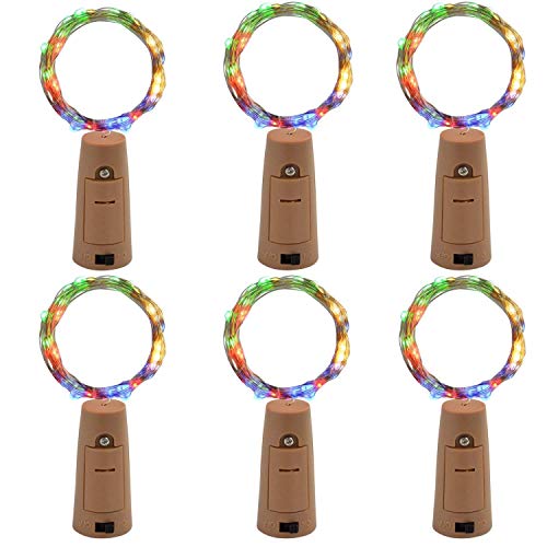 Image of MANSAA M44 Bottle Cork LED String Light | 2 Meter 20 LEDs | Multicolor Automatic Blinking | LR44 Battery Operated | Wine Bottles LED Light | Pack of 6