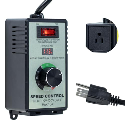 Hosyond AC Motor Variable Speed Controller 120V 12A LED Voltage Display Power Regulator for Ceiling Fans Blower Hydroponics Inline Duct Exhaust