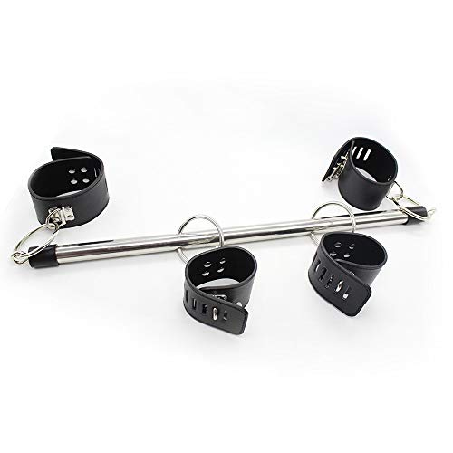JFCUICAN Accessori Sexy in Acciaio Inossidabile Restraint Handcuffs Ankle Bundle Set Bundle Bondage Health Adult Flirting Products (Color : Black Not Detachable, Size : One Size)