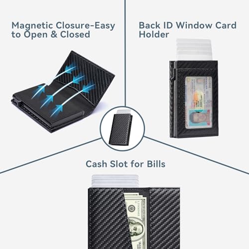 Smart Mens Wallet with Card Holder: Slim Wallet for Men with RFID Blocking - Pop Up Leather Card Case - Minimalist Wallet with ID Card Window - Front Pocket Wallet with 14 Cards Capacity | Cash Slot2