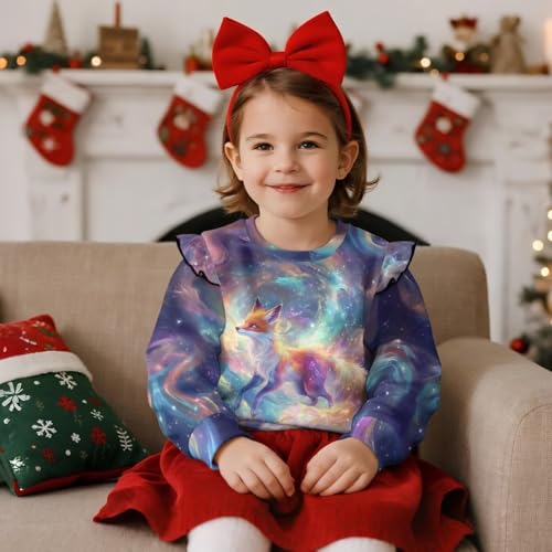 DISNIMO Toddler Sweatshirts Kids Long Sleeve Shirts Girls Sweatshirt Ruffle Sleeves Pullover Fall Clothes Outfit Crewneck2