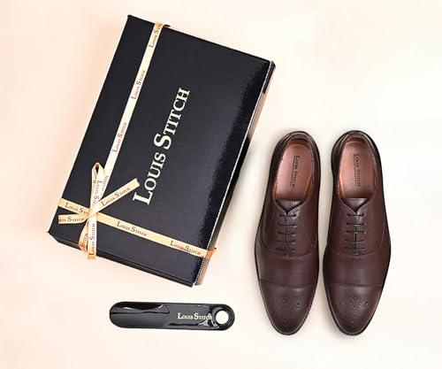 Image of LOUIS STITCH Men's Formal Shoe | Derby Shoes, Lace-Up Style, Shiny Finish | Solid Design | Perfect for Formal, Business Casual, and Parties (LSRGCT)