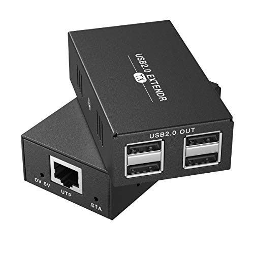 USB Extender 50m/165ft Over Cat5e/6/7 with USB 2.0 Ports Can Connect Printer, Camera, Upan, Keyboard and Mouse, etc,Support Windows/MAC/Linux System(No Driver)