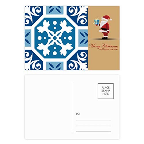 Cartes postales père Noël abstrait bleu pour décorer votre table de Noël
