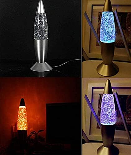 Cdycam Glitter Lava Lamp LED Vintage Mini 7.28'' Night Light Lamp with USB Multi Color Changing Rocket Light for Kids Boys Girls Adult Bedroom