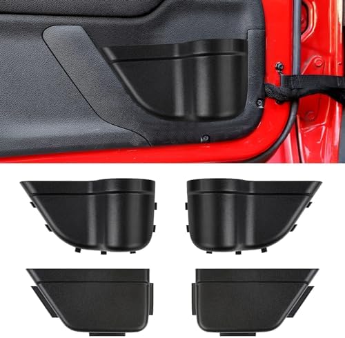 Front Door Storage Pocket Organizers For 2011-2018 Jeep Wrangler JK - Pair, Black ABS