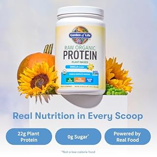 Garden of Life Protein Powder, Vegan Protein Powder, BCAA, Probiotics & Digestive Enzymes, Gluten & Lactose Free, Vanilla, 1.5 LB