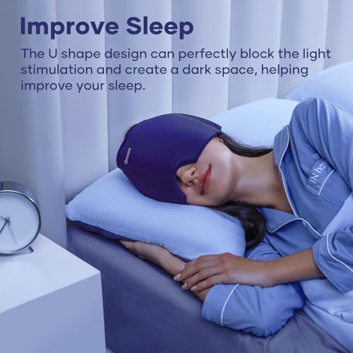 Image of Qnoon Migraine Relief Cap, Headache Relief Cap Mask Products, Cooling Odorless Gel Ice Head Wrap for Tension, Stress,Hangover & Puffy Eyes