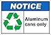 Aluminum Cans Only Notice OSHA/ANSI Label Decal Sticker 8