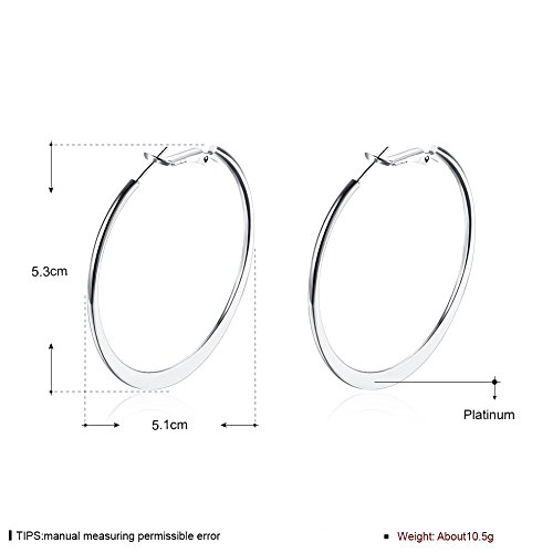 50Mm Basketball Flattened Big Hoop Earrings Silver For Girls Womens Nice Gift (Silver) #TOP2