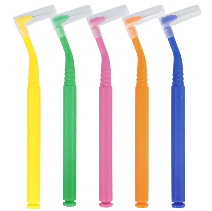40pcs 5 Sizes Angled Interdental Brushes for Teeth Cleaning for Braces Cleaning, Multicoloured, 1 count (Pack of 40)