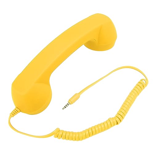 Retro Telefonlur 3,5 Mm med Mikrofon - Strålningssäker (Gul)