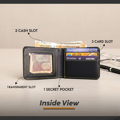 Image of Personalized Wallet for Men with Name | Vegan Leather Wallet and Engraved Pen Combo | Gift for Boyfriend, Husband, Brother