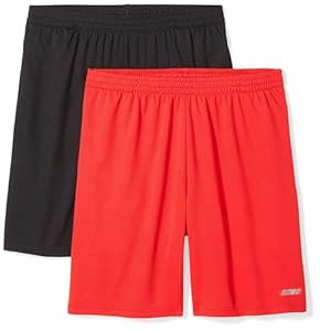 Amazon Essentials Herren Performance-Funktionsshorts 2er-Pack Rot/Schwarz
