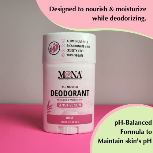 Image of MONA BRANDS All Natural Deodorant For Women & Men | For Sensitive Skin | No Aluminum or Baking Soda | (2-Pack ROSE 1.76 Oz each)
