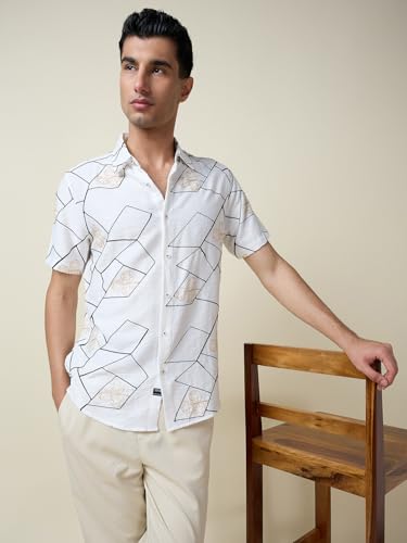 Image of Thomas Scott Men Premium Embroidered Slim Fit Casual Shirt