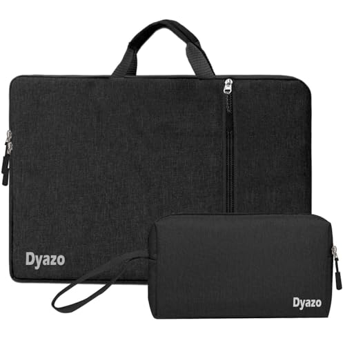 Dyazo 15.6 Inch Laptop Sleeve Case with Handle & Charger Pouch | Water-Resistant Shockproof Protective Front Accessories Pocket Bag | Compatible for D