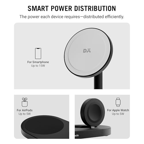 Image of DailyObjects Surge Max 3-in-1 Magnetic Wireless Charging Station - 30W | Compatible wit iPhone 12 and Above & All Qi Enabled Phones, Earbuds, Smartwatches | Fast Charging | USB Type C Port - Grey
