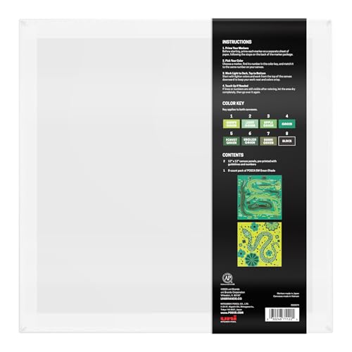 Image of POSCA Canvas Paint by Number Kit, Swamp & Slither - 8 Acrylic Markers with 2 Pre-Drawn Canvases - Gift Set for Artists, Adults and Kids