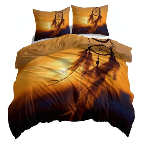 Parure de Couette Couleur Orange 160x200 cm Douceur Thermorégulatrice Réversible - 3