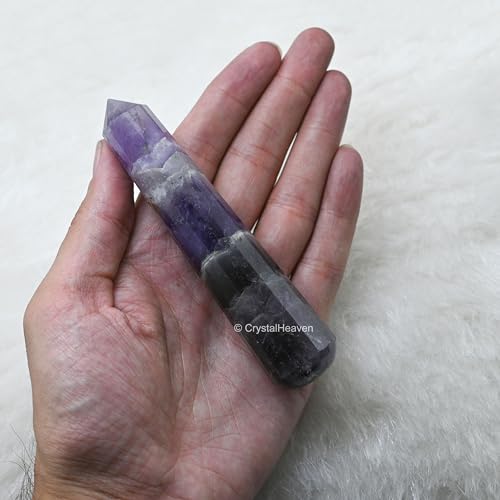 Image of Certified Amethyst Chevron Crystal Wand - Pointed Crystal Wand for Energy Healing, Chakra Balancing, Meditation and Home Decor - Crystals and Healing Stones for Gift
