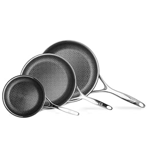 DiamondClad 3 Piece Hybrid Nonstick Stainless Steel Frying Pan Set, Dishwasher Safe, PFOA-free Bundle