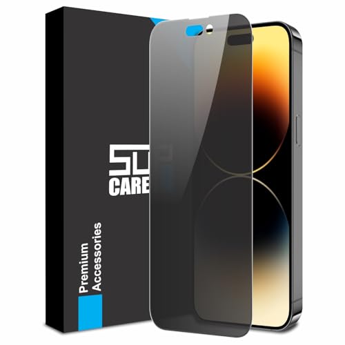 Image of SupCares Privacy Tempered Glass for iPhone 14 Pro (6.1 Inch) With Installation Kit | Military-Grade Gorilla Screen Protector | Edge to Edge Coverage | Black