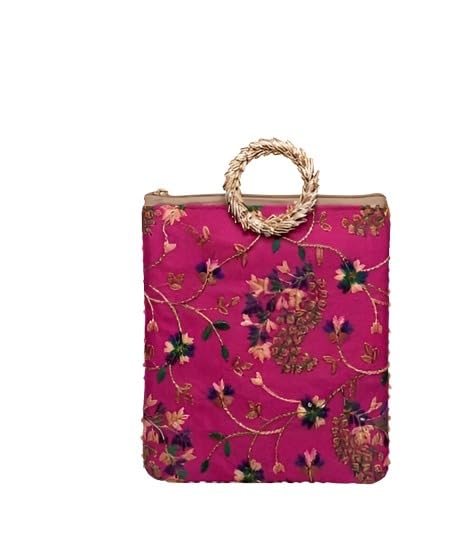 FLORAL EMBROIDERED TRADITIONAL POTLI BAG FOR WOMEN ELEGANT HAND CARRY CLUTCH FOR WEDDING AND FESTIVE OCCASION-image-8