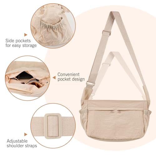 Canvas Crossbody Bag for Women, Shoulder Bag with Pockets, Casual Travel Messenger Bag3